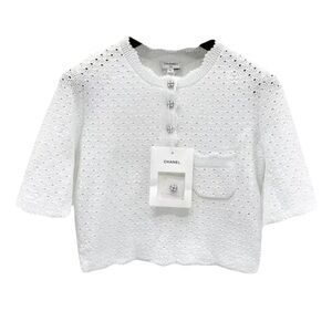 NWT CHANEL White Cropped Top Size 40